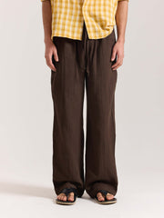 Dark Brown Gauze Pull-on Pants